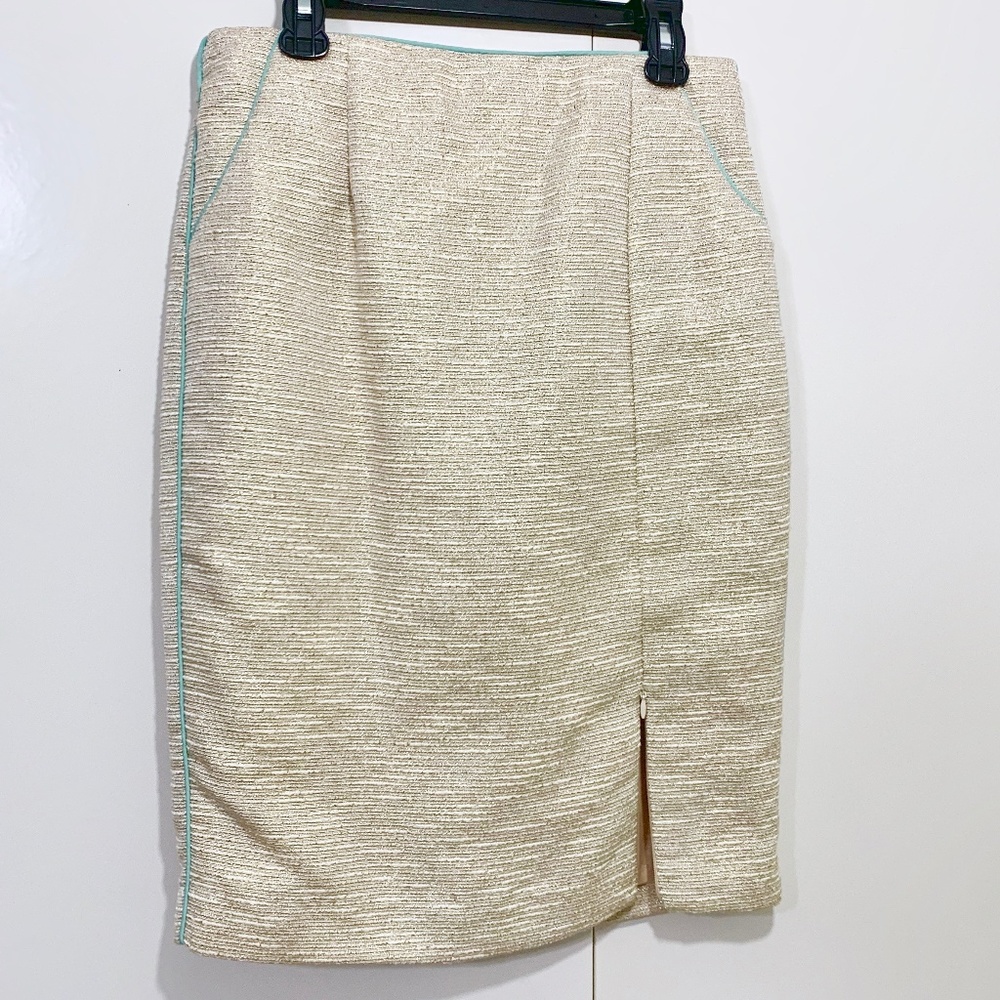 NWT woven tweed skirt blue piping Anthropologie